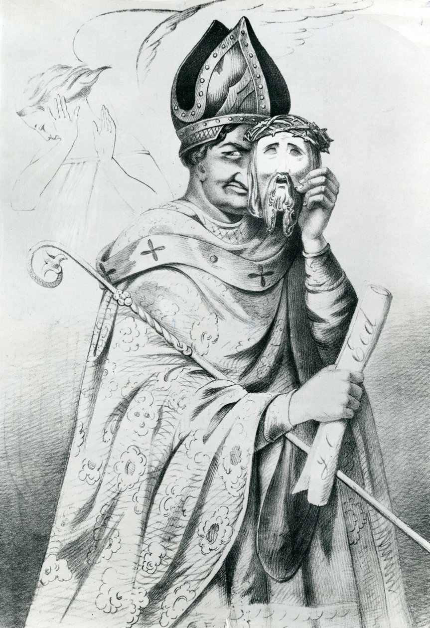 Karikatuur van Paus Pius IX (1792-1878) door Dutch School