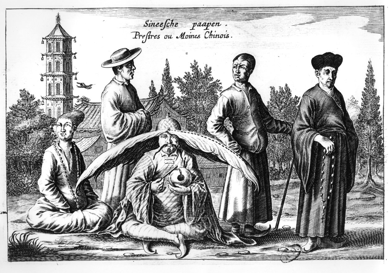 Chinese priesters en monniken, uit China Illustrated door Athanasius Kircher (1601-80) door Dutch School