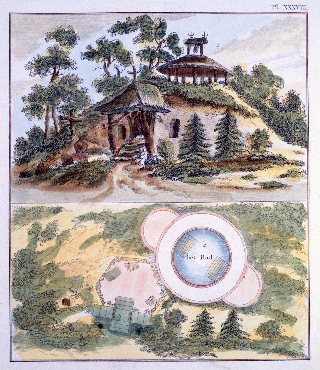 Tuinversieringen, uit Magazine of Garden Gems door G. van Laar, gepubliceerd 1802 door Dutch School