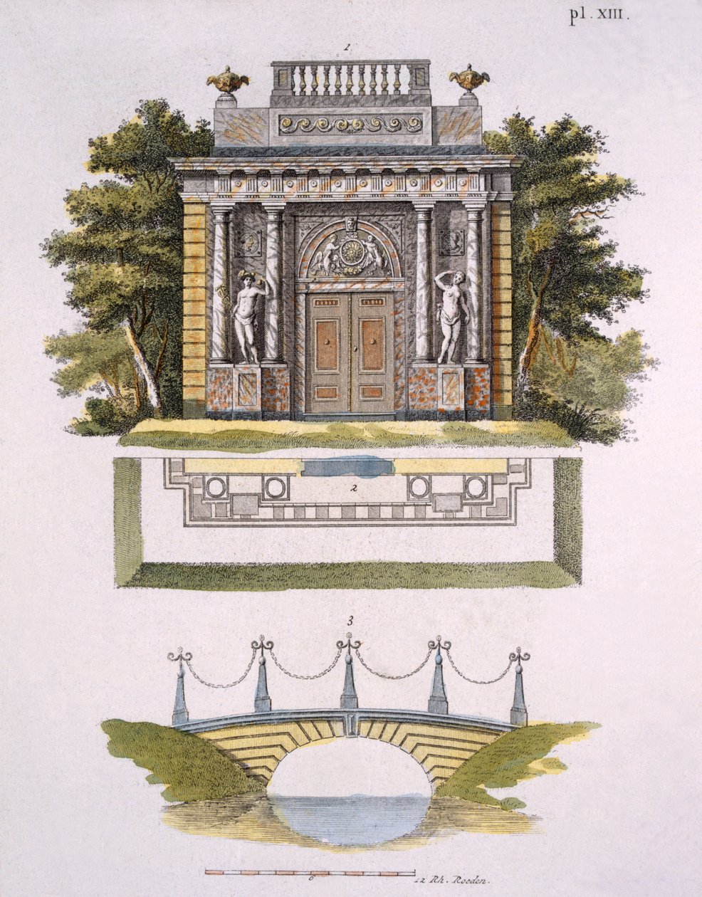 Tuinversieringen, uit Magazine of Garden Gems door G. van Laar, gepubliceerd 1802 door Dutch School