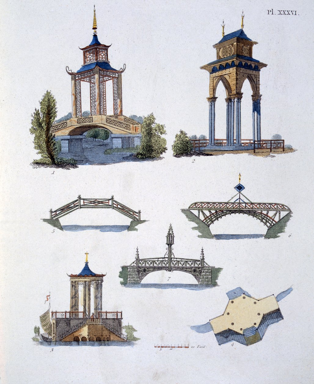 Tuinversieringen, uit Magazine of Garden Gems door G. van Laar, gepubliceerd 1802 door Dutch School