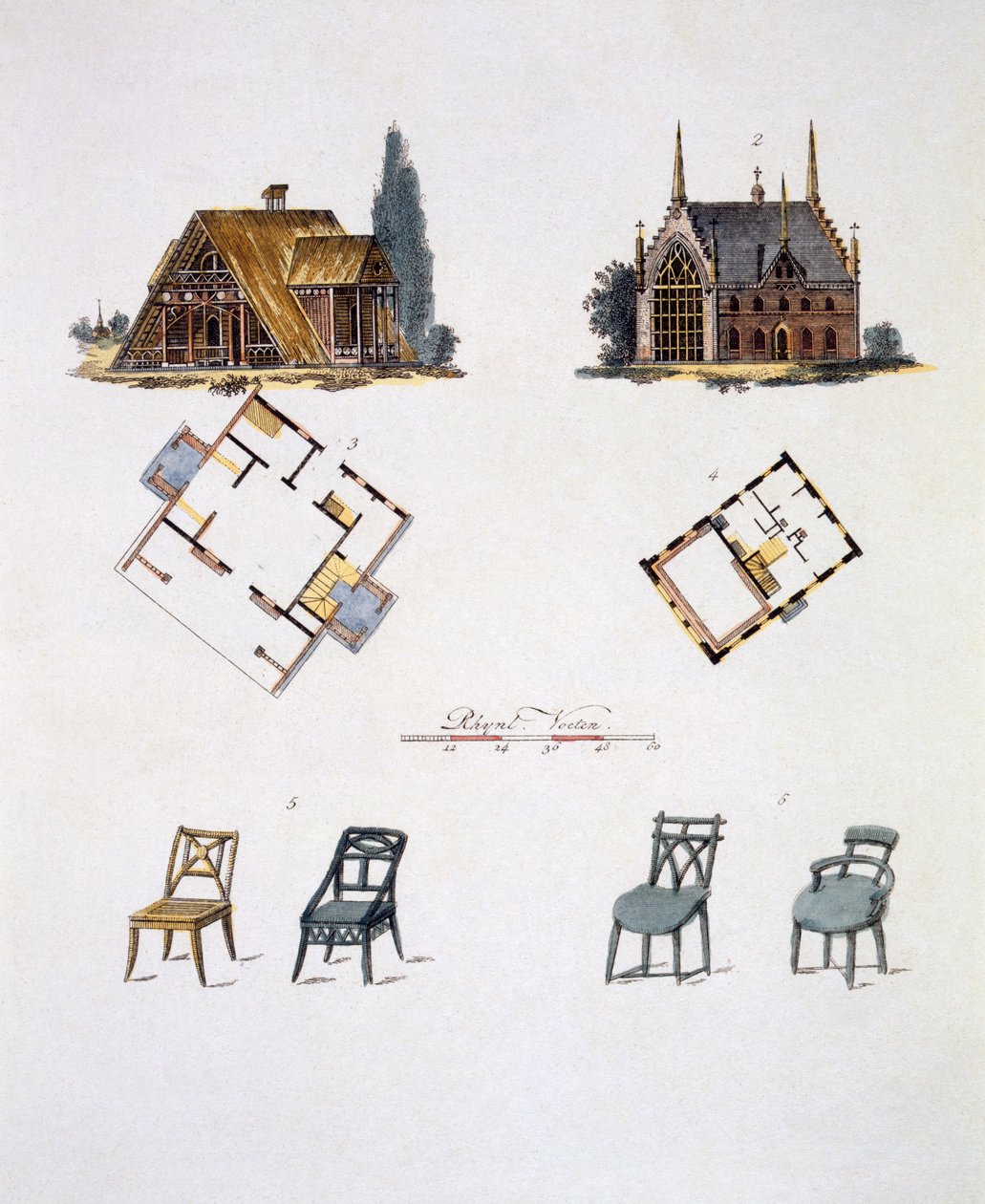 Tuinversieringen, uit Magazine of Garden Gems door G. van Laar, gepubliceerd in 1802 door Dutch School
