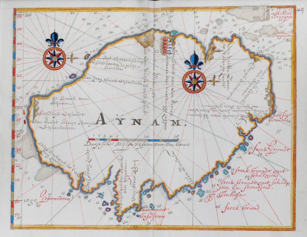 Kaart van het eiland Aynam door Dutch School
