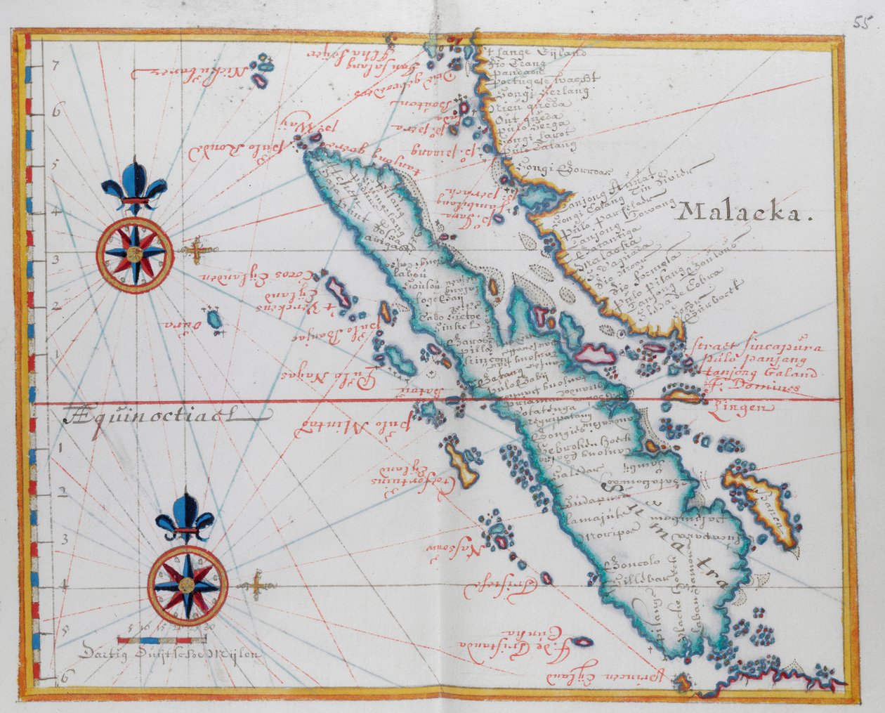 Kaart van Malakka en Sumatra, westelijk Indonesië, deel van de Sunda-eilanden door Dutch School