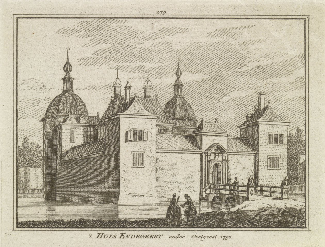 Uitzicht op Kasteel Endegeest, Oegstgeest, Nederland door Dutch School