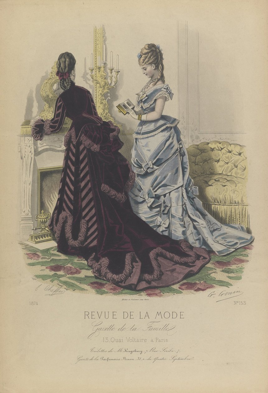 Plaat Nr. 153 in Mode Recensie in de Familiekrant (Revue de la Mode, Gazette de la Famille) door E. Cheffer