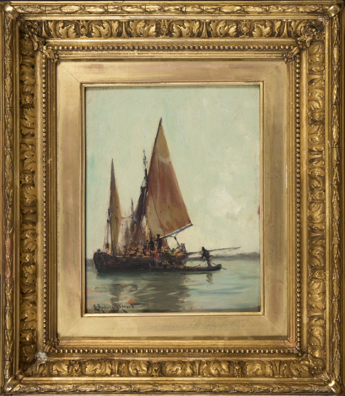 Venetiaanse schuit op de lagune door E. Aubrey Hunt