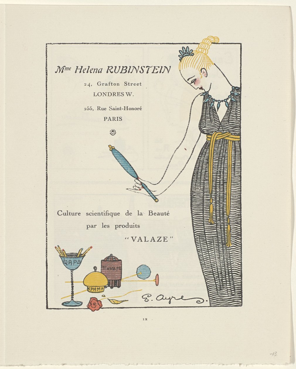 Gazette du Bon Ton, 1914 - No. 6, p. IX: Advertentie Helena Rubinstein door E. Ayres