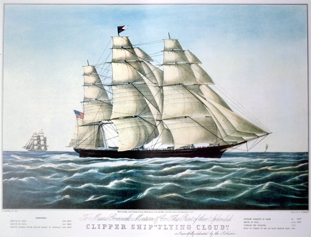 Clipper schip Flying Cloud, 1851-1907 door E Brown Jr