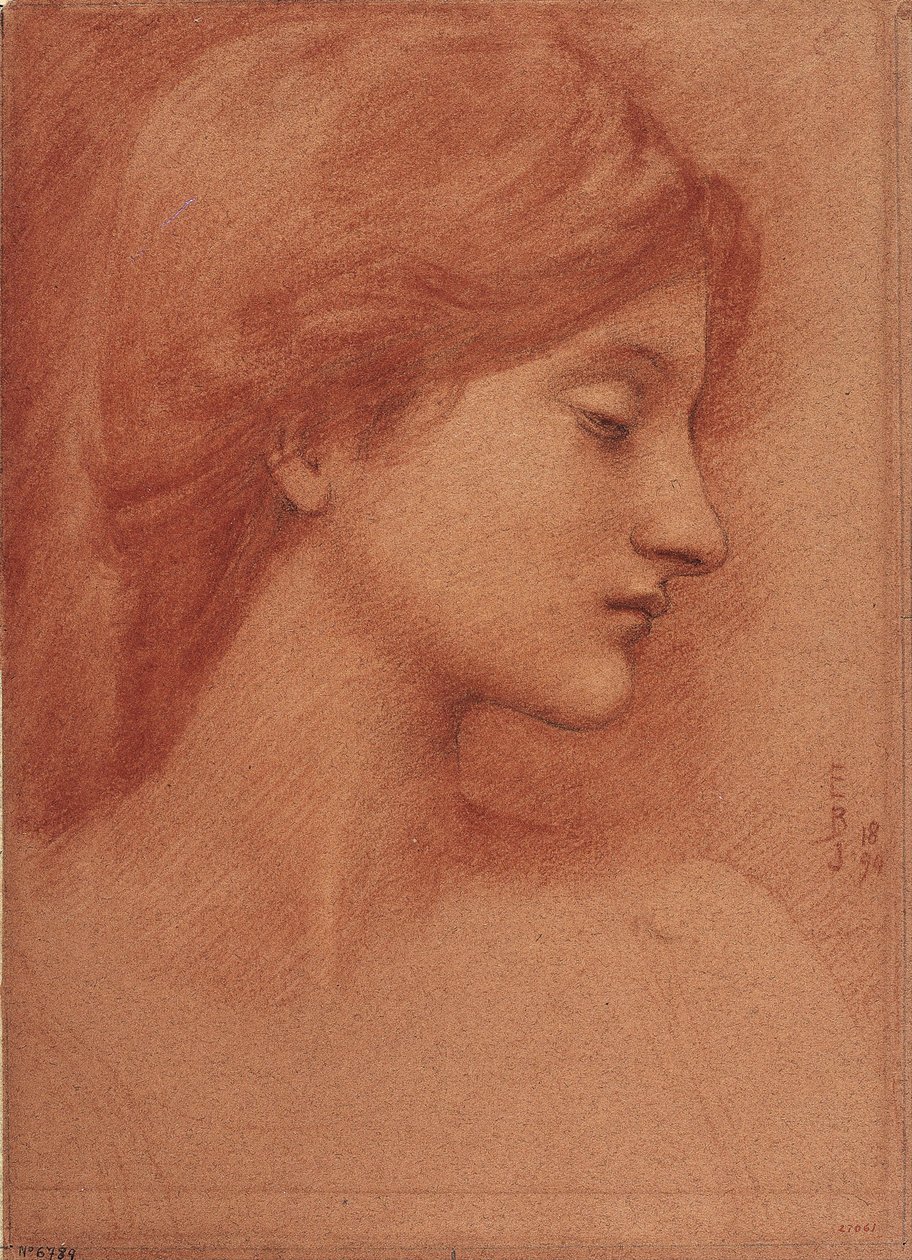 Vrouwelijk hoofd door E. Burne Jones