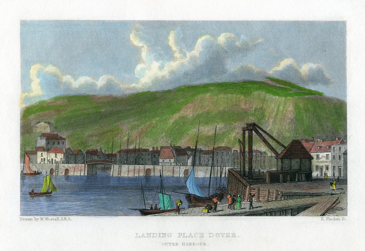Aanlegplaats, buitenhaven, Dover, Kent door E. Finden