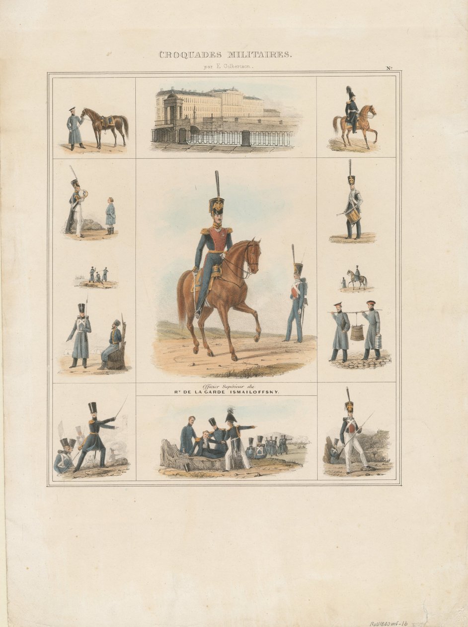 Gala-uniformen van het Izmailovsky Regiment, 1840 door E. Gilbertson