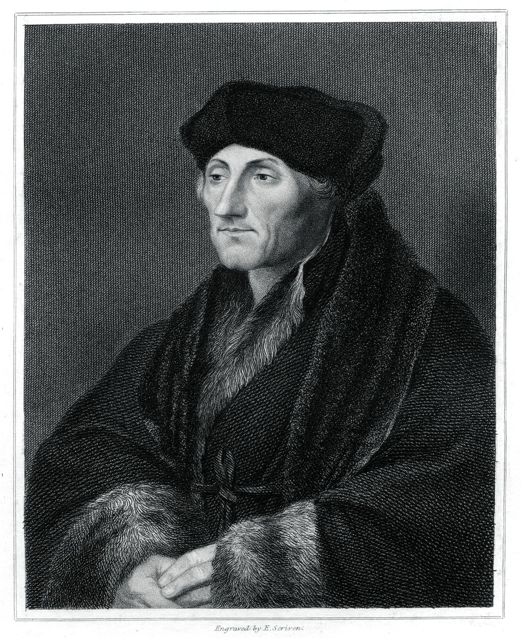 Desiderius Erasmus, Renaissance humanist, 1833 door E. Scriven