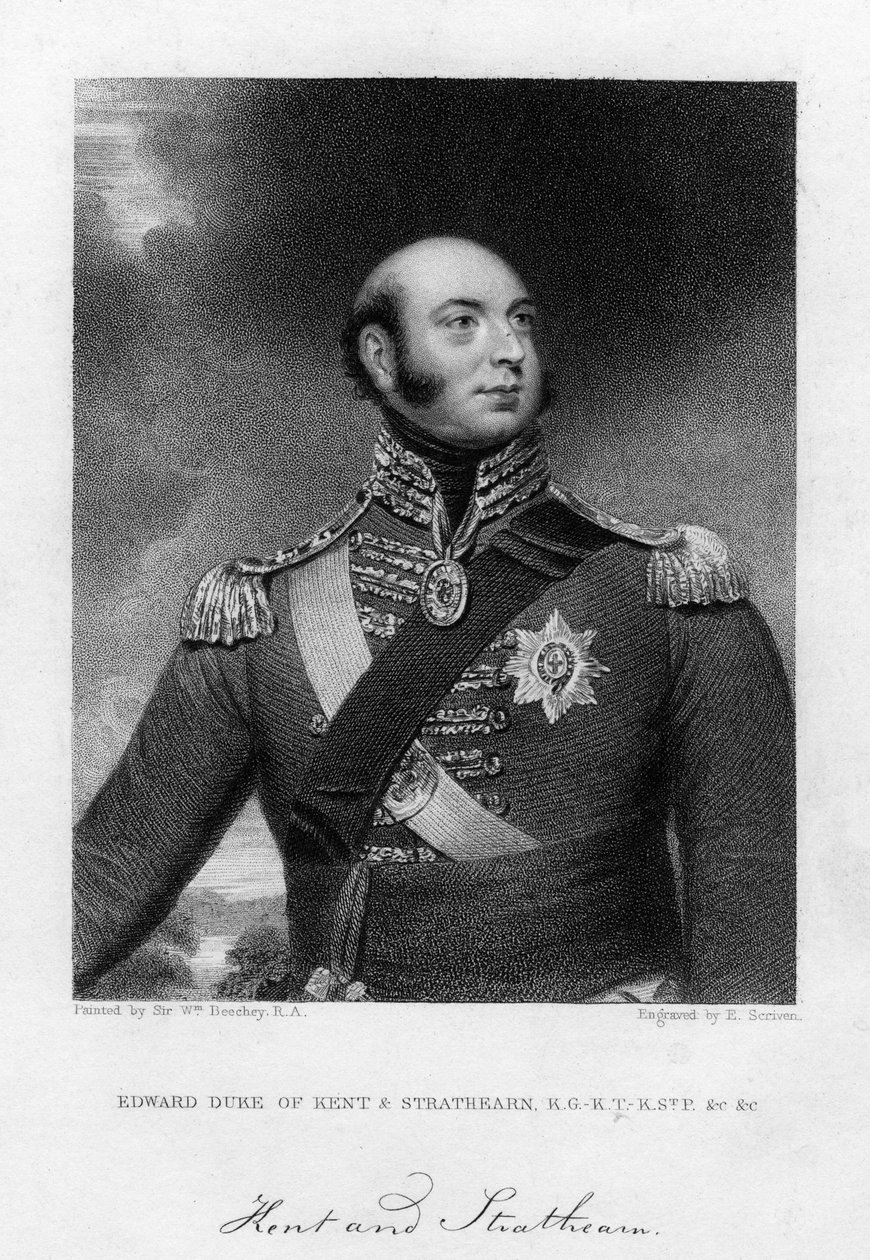 Prins Edward Augustus 1767-1820, Hertog van Kent en Strathearn, 19e eeuw door E. Scriven