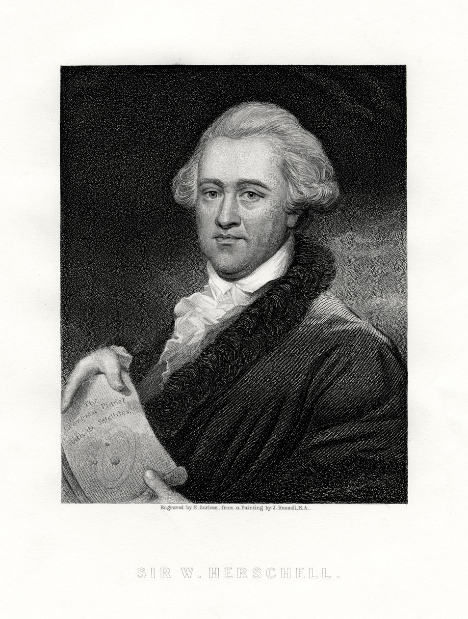 Sir Wilhelm Friedrich Herschel, in Duitsland geboren Britse astronoom en componist, 19e eeuw door E. Scriven