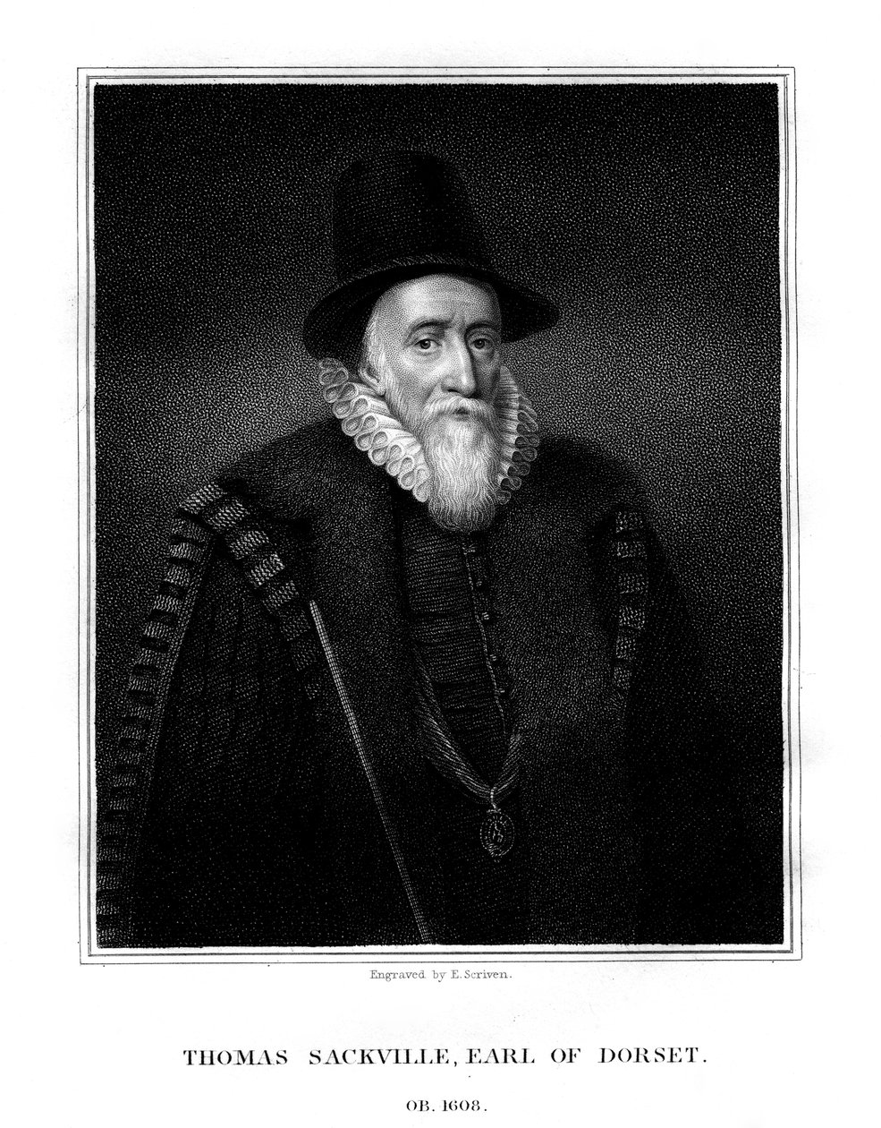 Thomas Sackville, 1e Graaf van Dorset, Engels staatsman en dichter, 1824 door E. Scriven