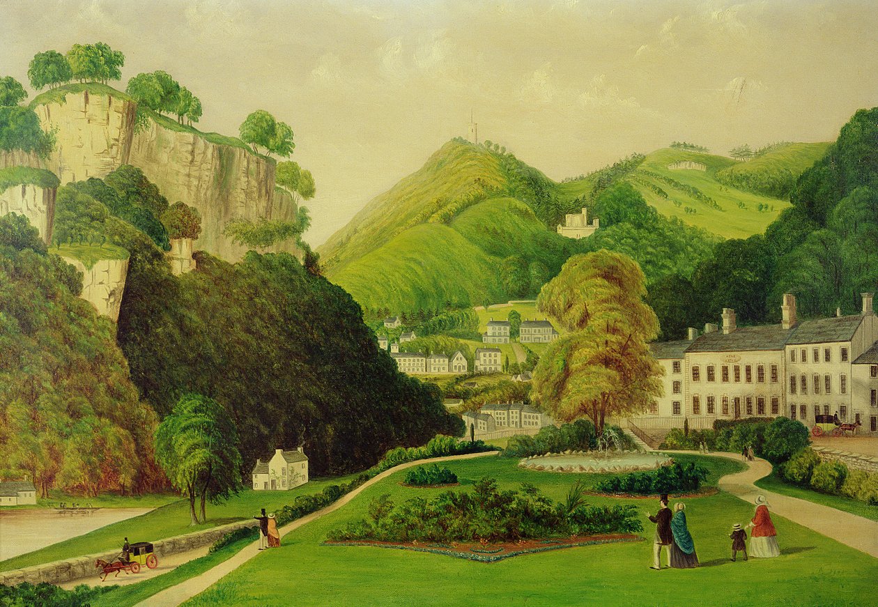 Matlock Bath vanuit de tuinen van het Bath Hotel, 1895 door E. Wray