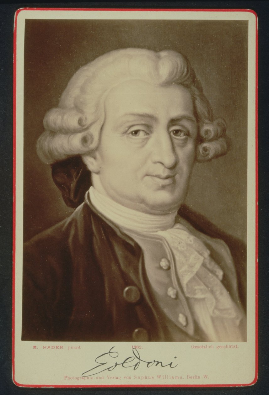 Portret van Carlo Goldoni (1707-93) door E. after Hadler