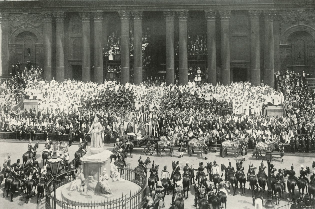 De ceremonie bij St. Pauls, Londen, 1897 door E. and S. Woodbury