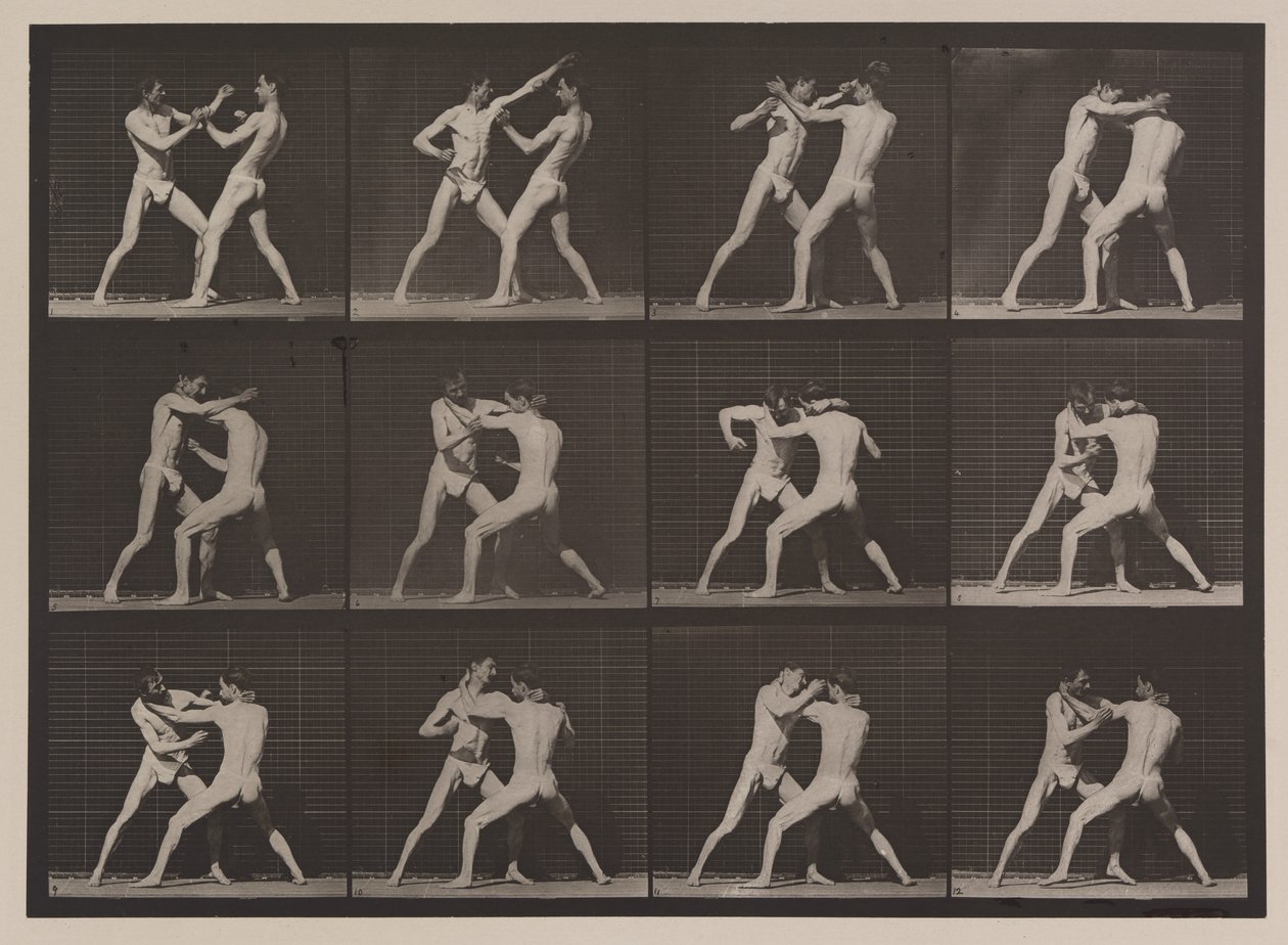 Plaat Nummer 340. Boksen; open hand (schoenen), 1887 door Eadweard Muybridge