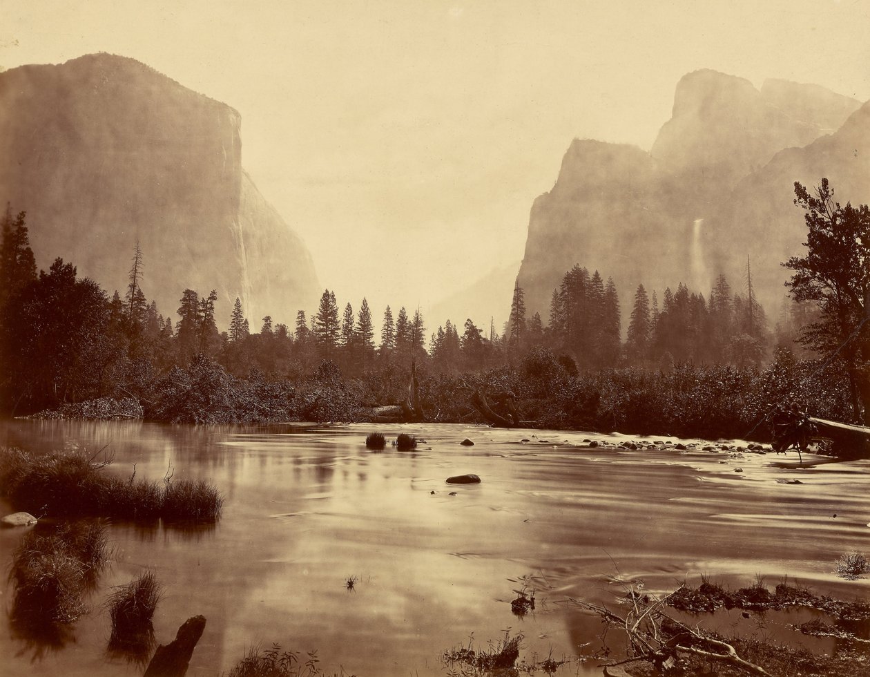 Vallei van Yosemite, vanaf Rocky Ford door Eadweard Muybridge