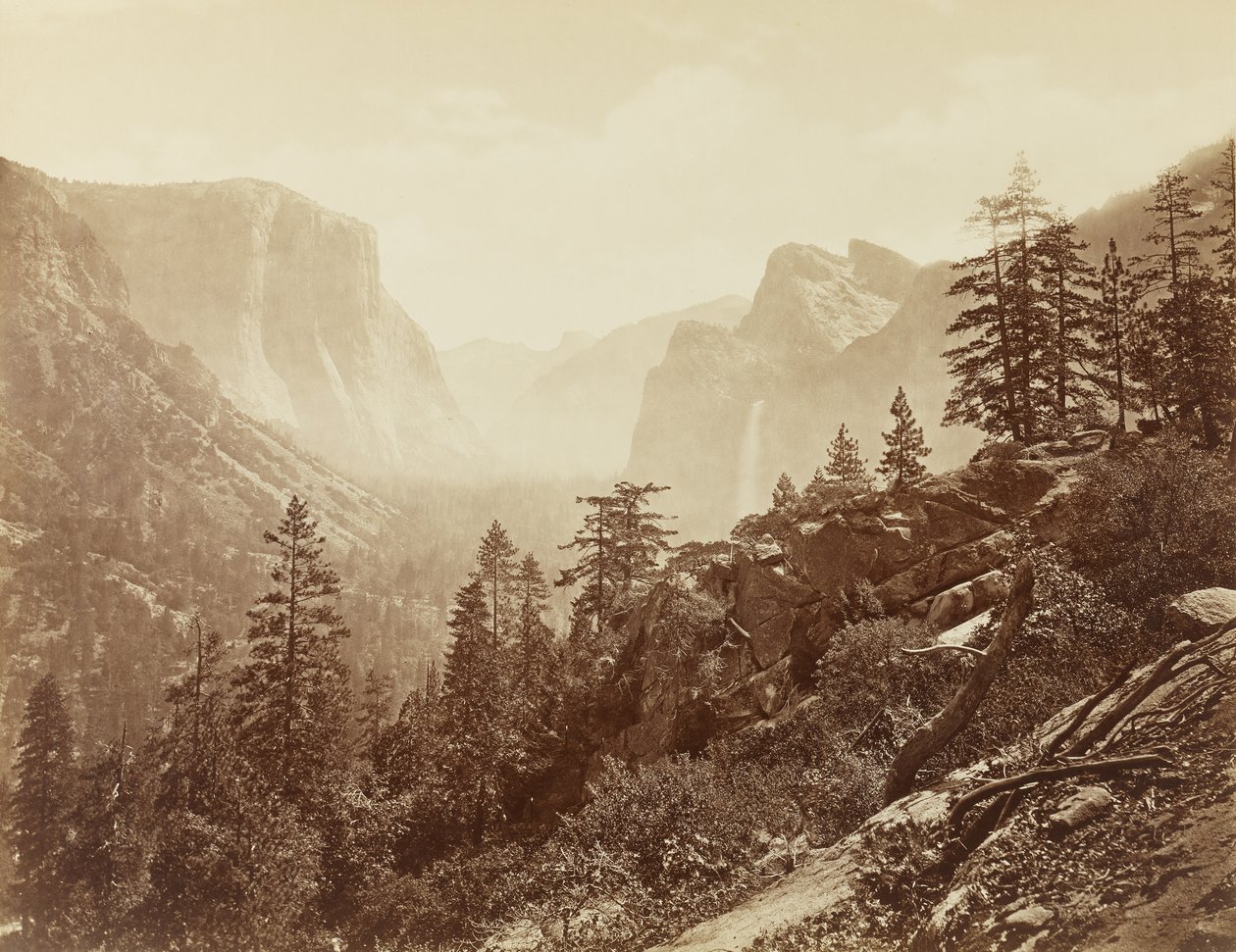 Vallei van Yosemite (vroege ochtend vanaf lichte rots), 1872 door Eadweard Muybridge