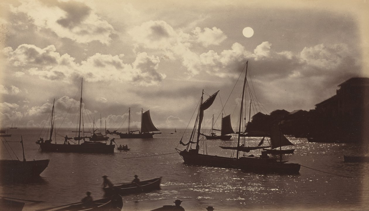 Maanlichteffect-Baai van Panama, 1877 door Eadweard Muybridge