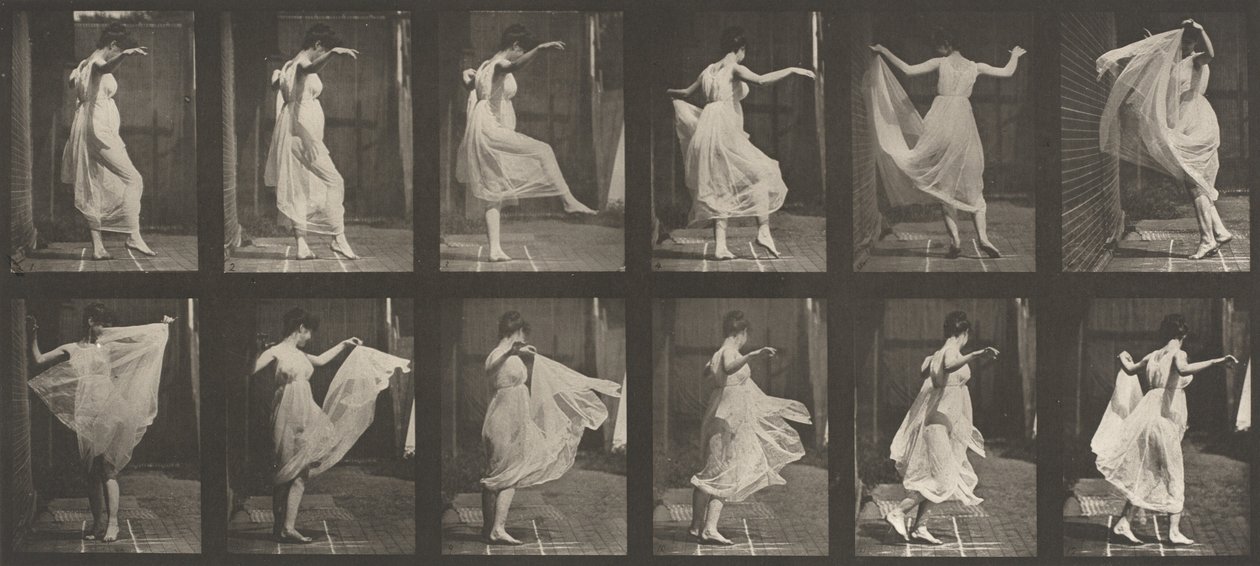 Plaat nummer 188. Dansende fantasie, 1887 door Eadweard Muybridge