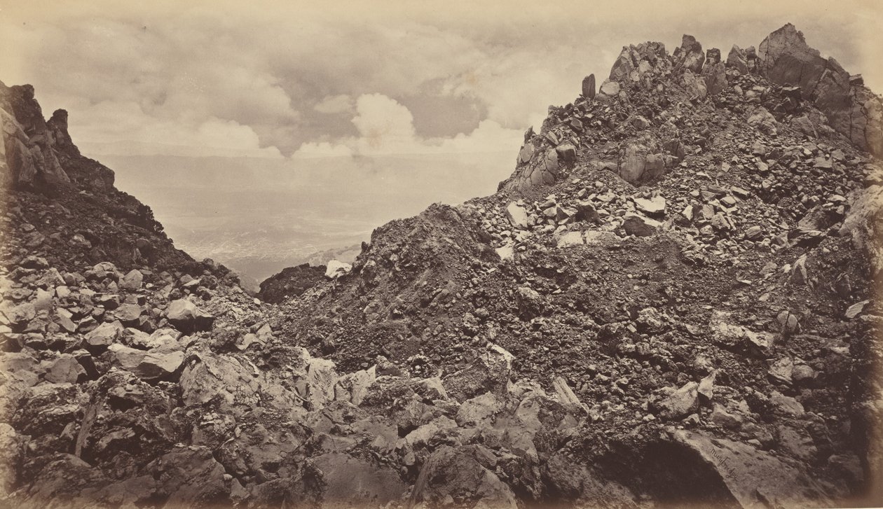 Quezaltenango vanuit de Krater van een Vulkaan, 1877 door Eadweard Muybridge
