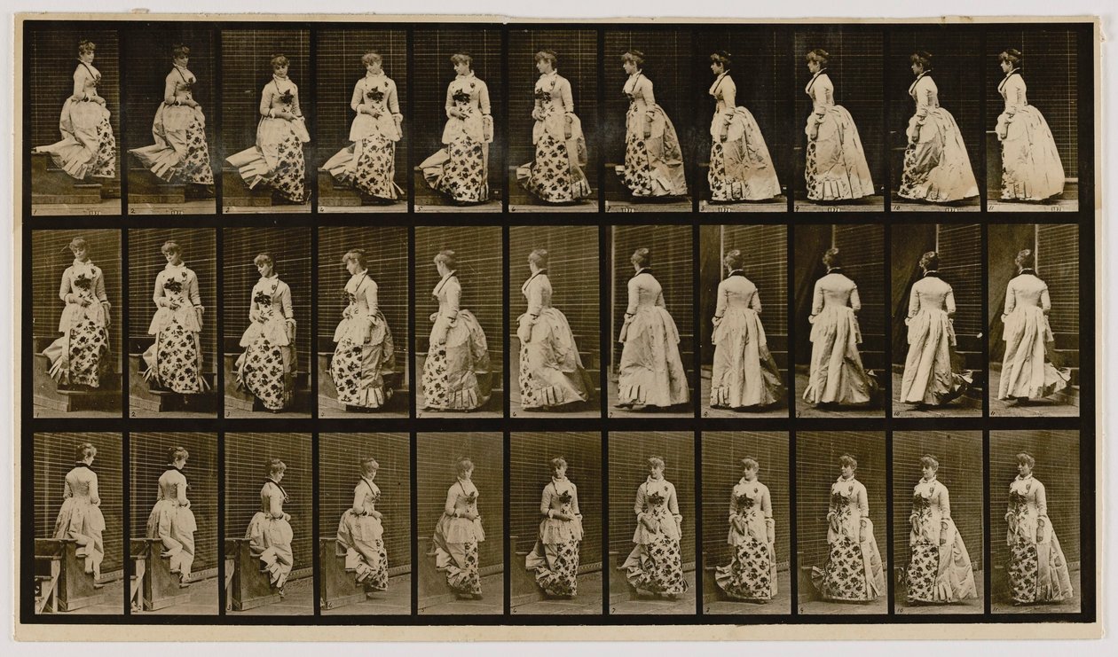 Trappen afdalen en draaien, uit het boek Animal Locomotion door Eadweard Muybridge