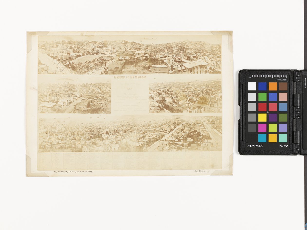 Sleutel tot Panorama van San Francisco, vanaf California Street Hill door Eadweard Muybridge