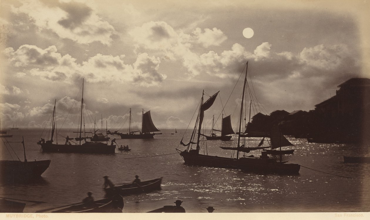 Maanlichteffect - Baai van Panama door Eadweard Muybridge