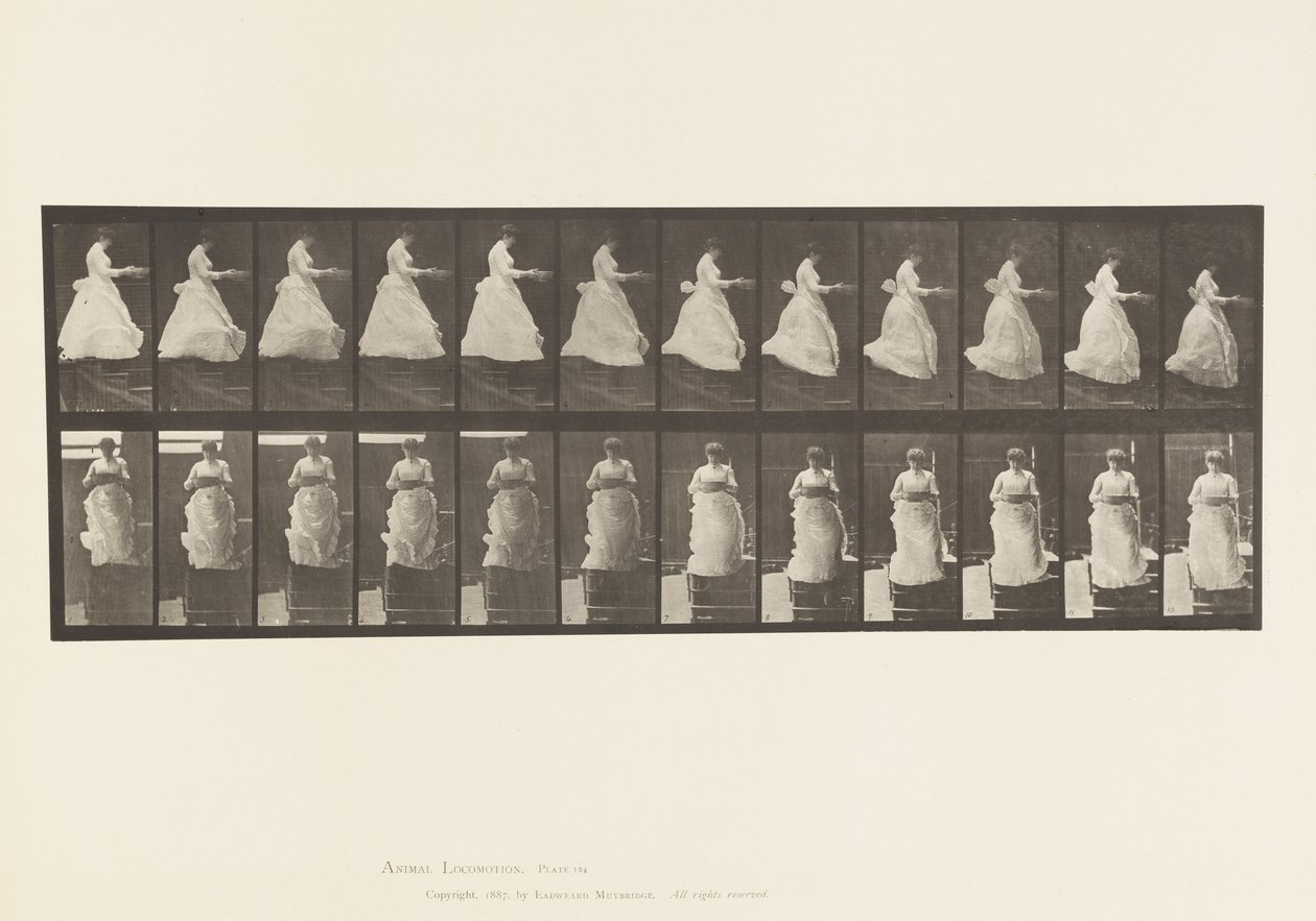 Plaat 134. Trap Afgaan, Met Kom in Handen door Eadweard Muybridge
