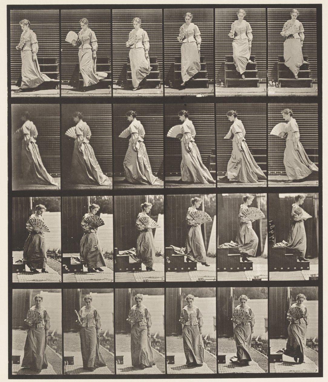 Plaat 141. Trap Afgaan en Waaier Flirten door Eadweard Muybridge