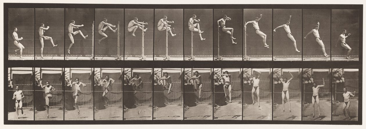 Plaat 152. Springen; Recht omhoog springen door Eadweard Muybridge