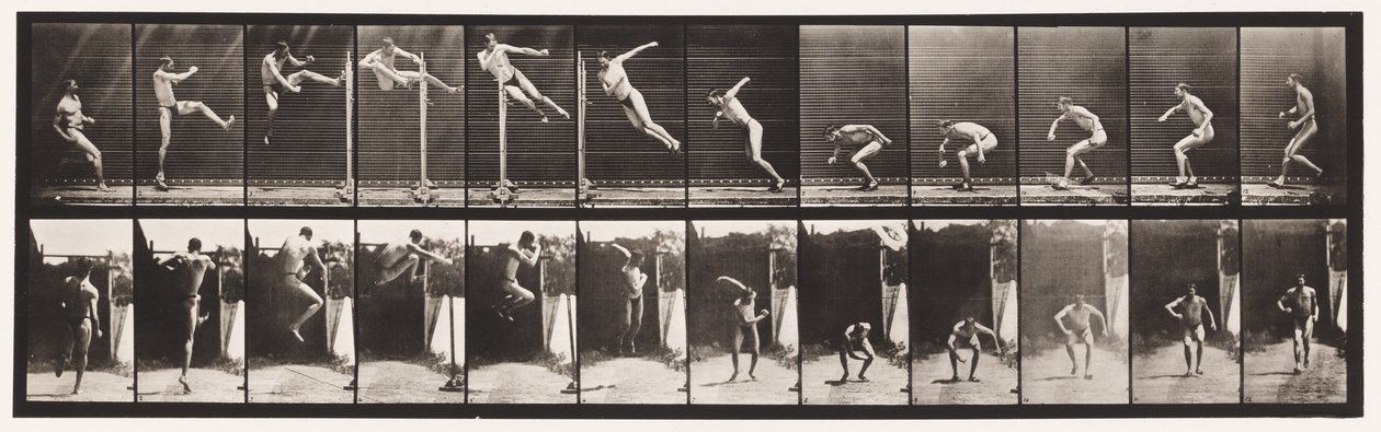 Plaat 158. Springen; Rennen Twist Hoogspringen (Schoenen) door Eadweard Muybridge