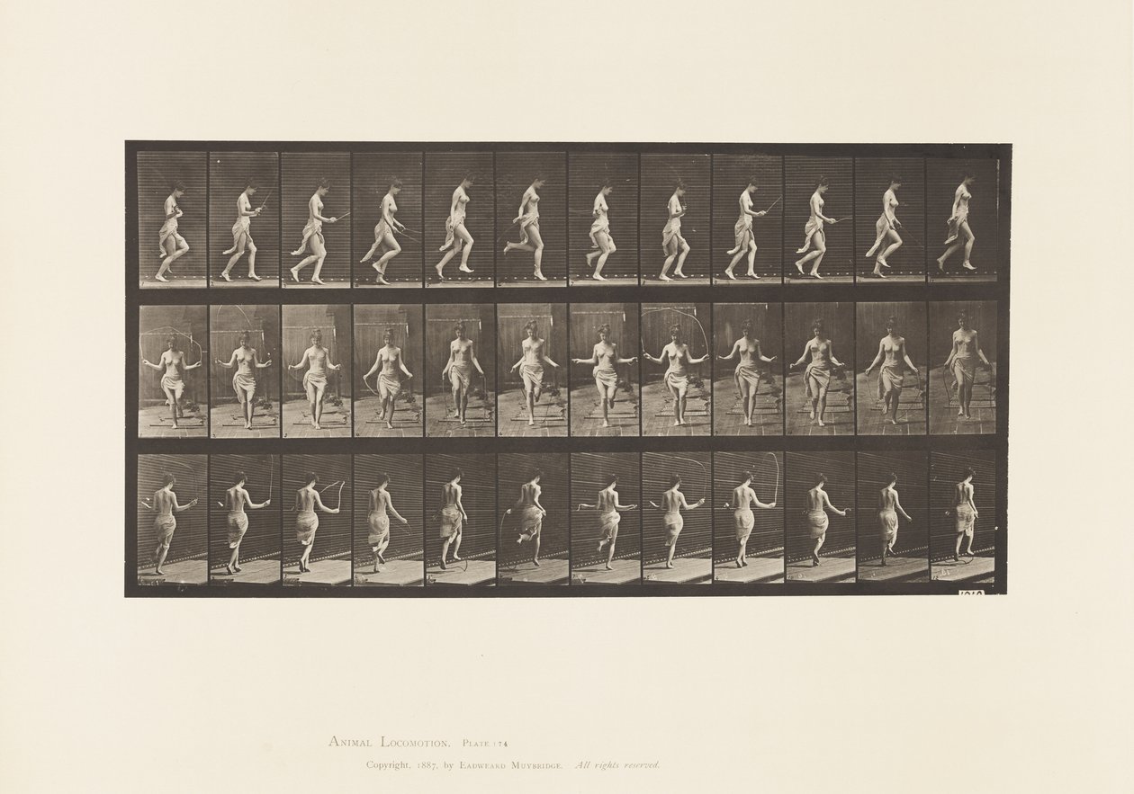 Rennen en springen met springtouw door Eadweard Muybridge