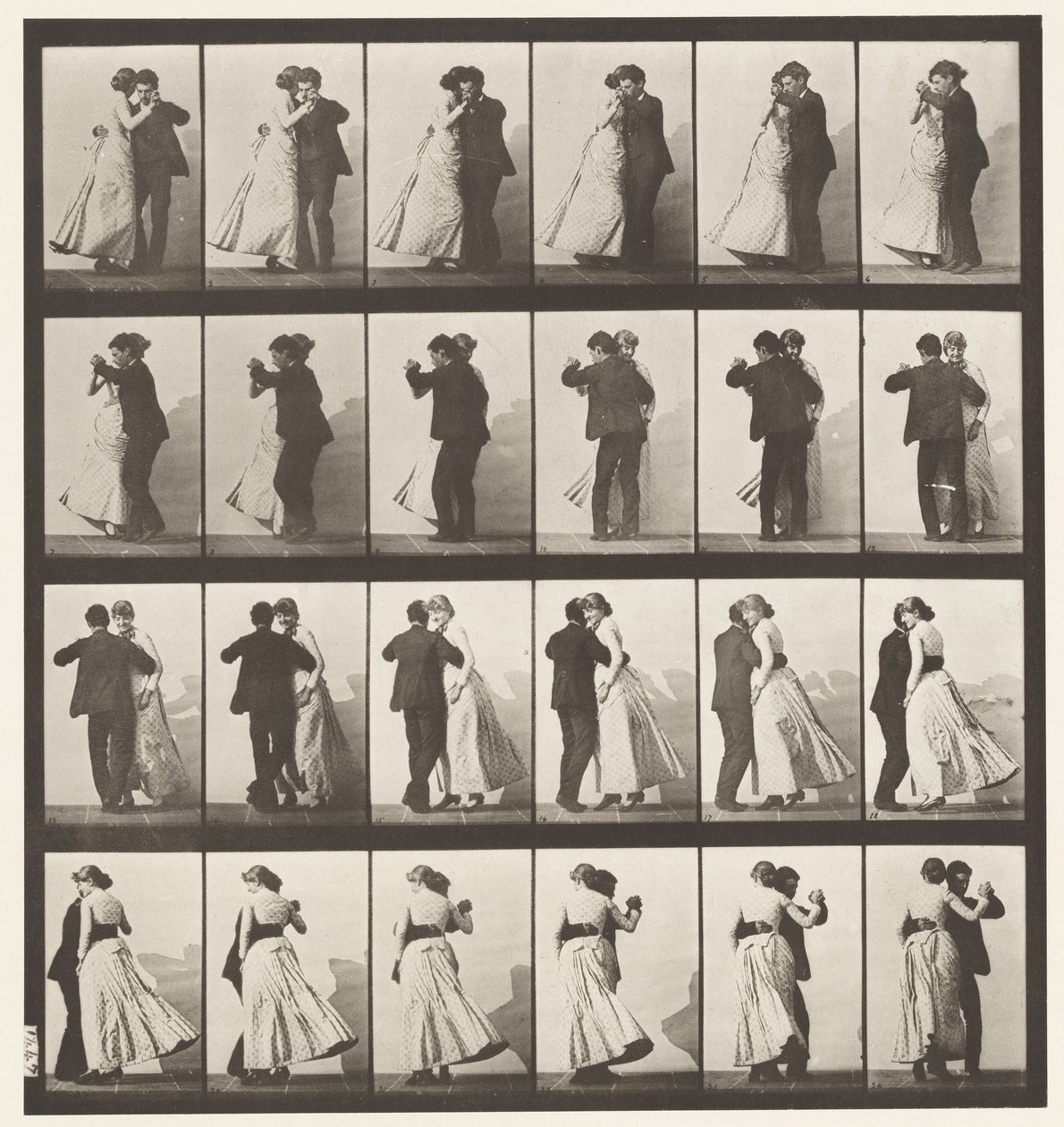 Plaat 197. Dansen Wals, Twee Modellen door Eadweard Muybridge