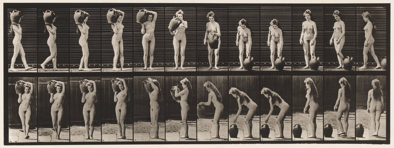 Plaat 226. Waterkruik van schouder naar grond verplaatsen en omdraaien door Eadweard Muybridge