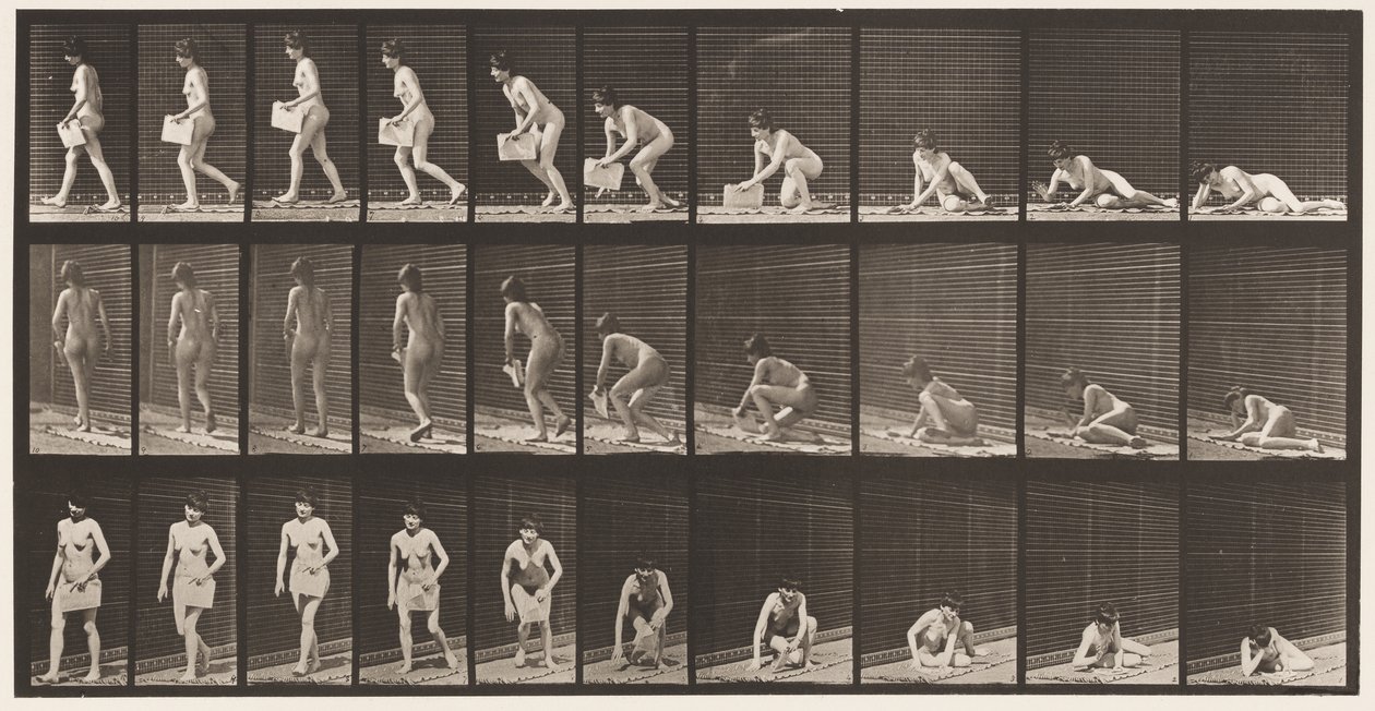 Opstaan van de Grond met Krant in Linkerhand door Eadweard Muybridge