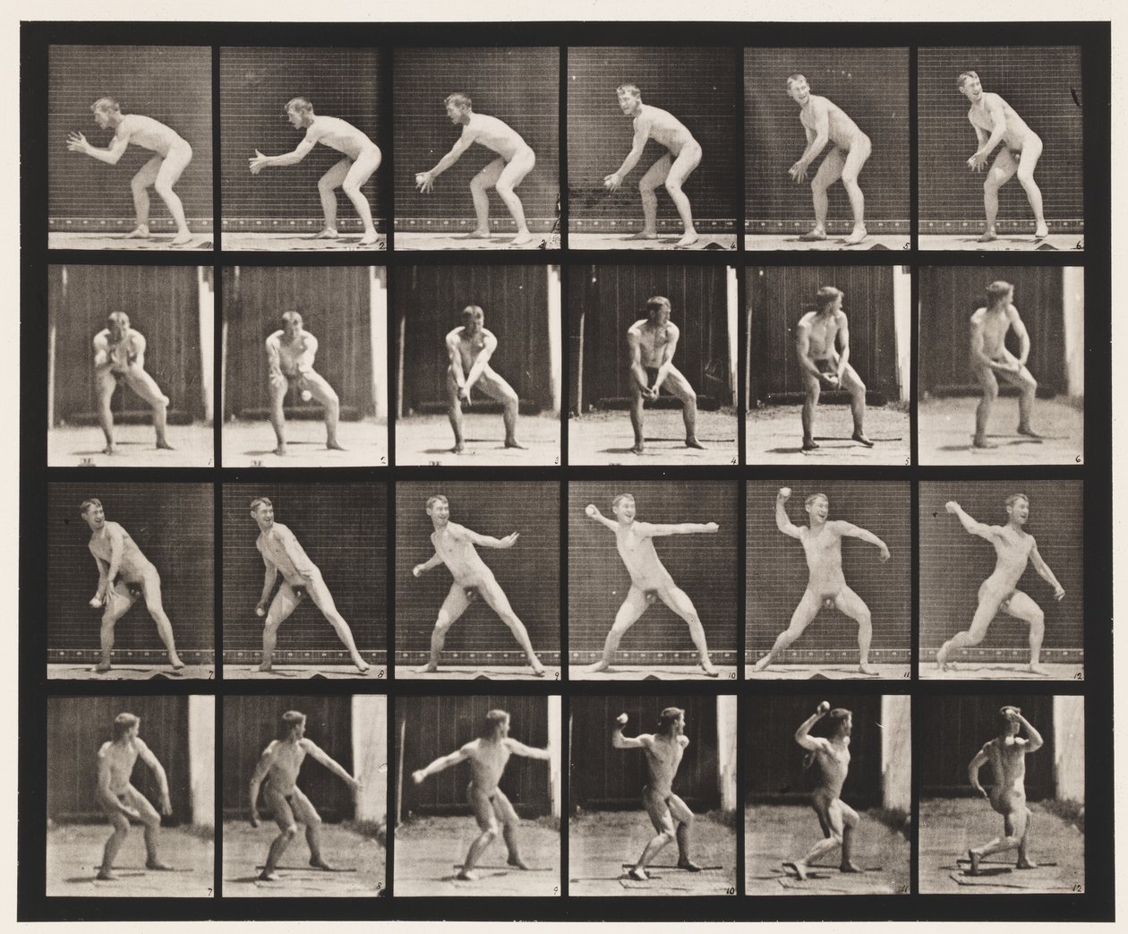 Honkbal; vangen en gooien door Eadweard Muybridge