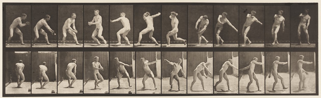 Honkbal; vangen en gooien door Eadweard Muybridge