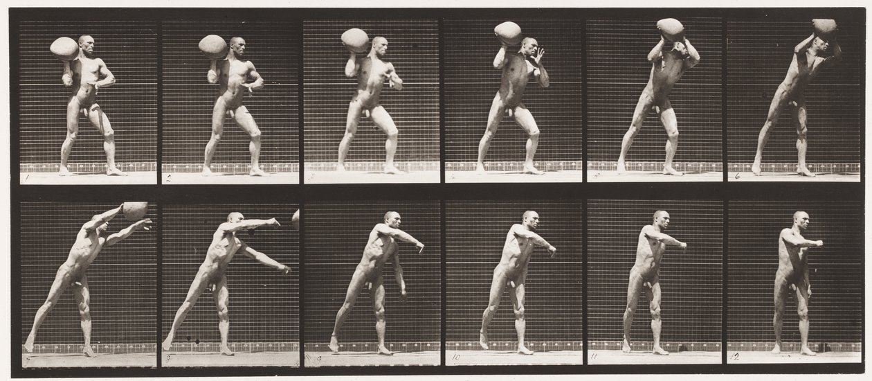 Een 75-pond rots heffen door Eadweard Muybridge