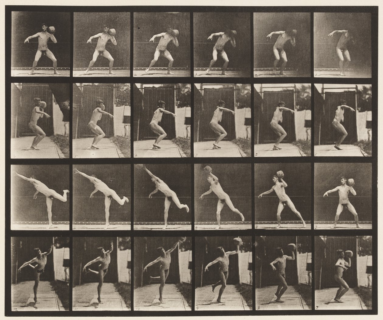 Plaat 315. Een 20-lb steen heffen door Eadweard Muybridge
