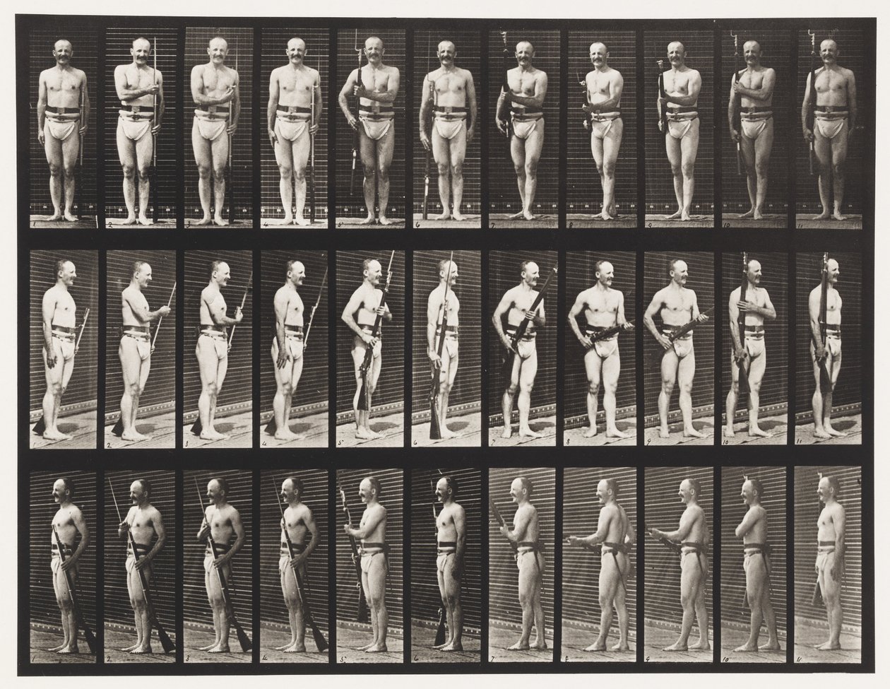 Bajonetten Vastmaken en Losmaken, 1872-1885 door Eadweard Muybridge