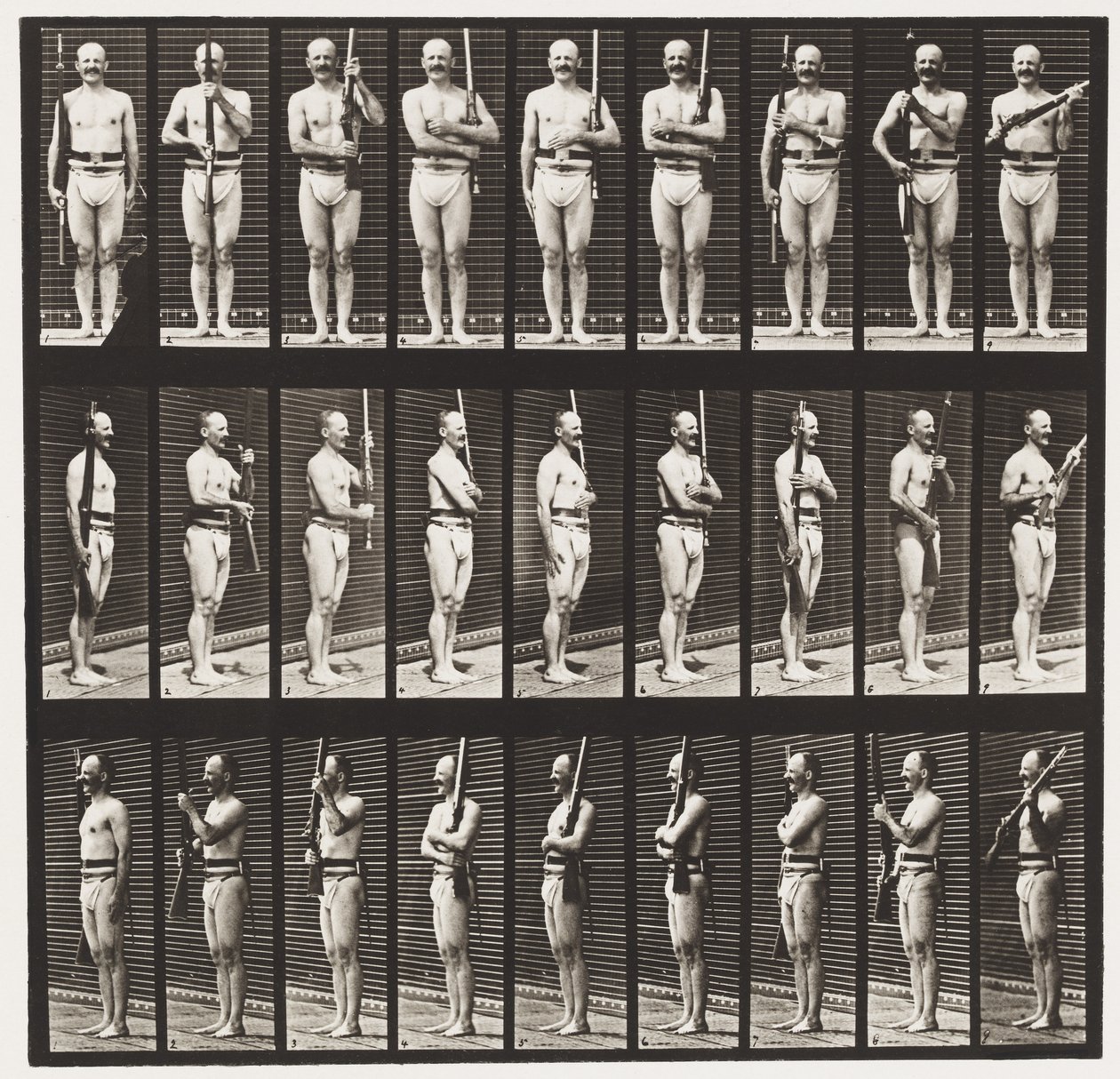 Wapens ondersteunen en wapens dragen door Eadweard Muybridge
