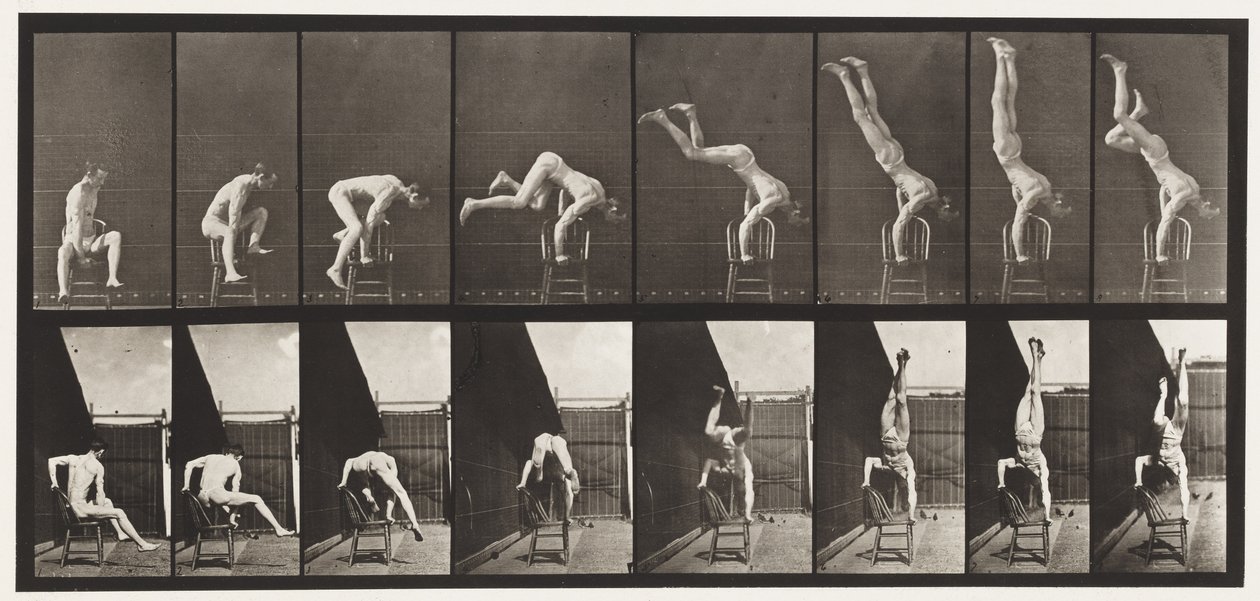 Plaat 373. Acrobat, Opdruk Vanaf Stoel door Eadweard Muybridge