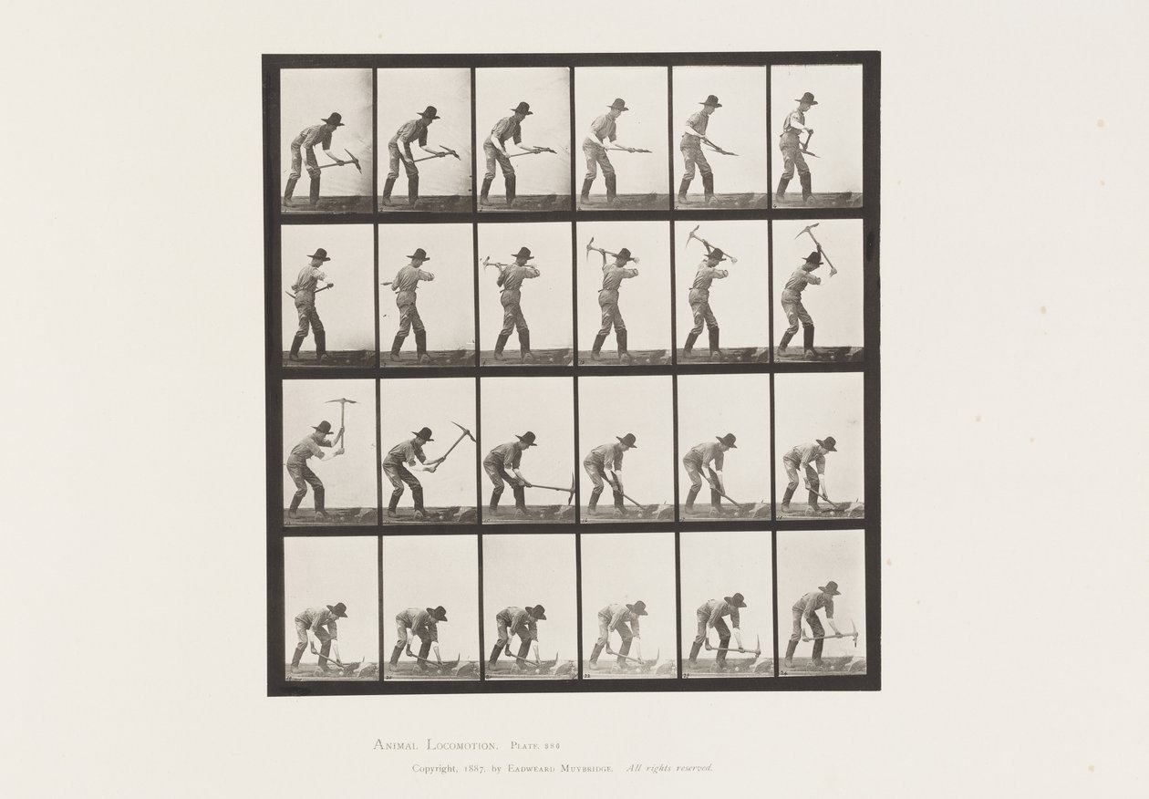 Plaat 386. Mijnwerker met een Houweel door Eadweard Muybridge