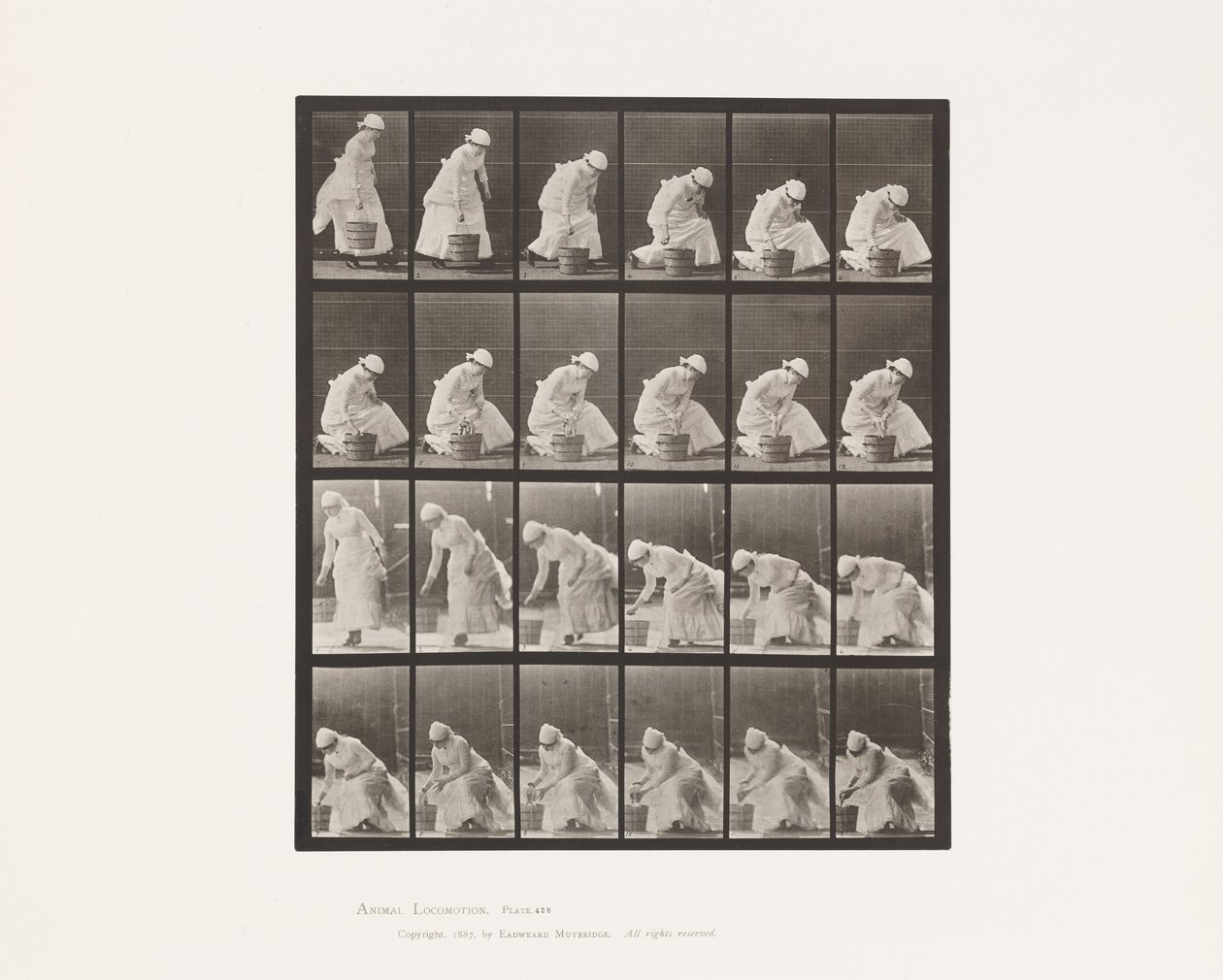 Emmer neerzetten en voorbereiden om te schrobben door Eadweard Muybridge
