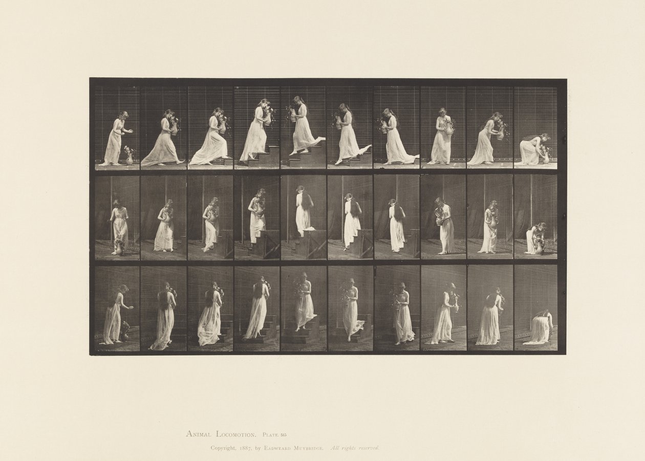 Plaat 515. Trap op en af lopen, enz., 1885 door Eadweard Muybridge